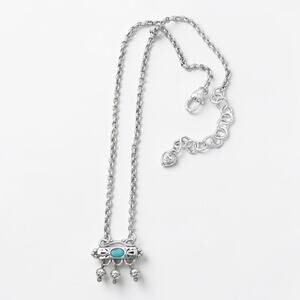 Brighton Prairie Turquoise Howlite Bar Pendant Necklace Southwest Silver Retired